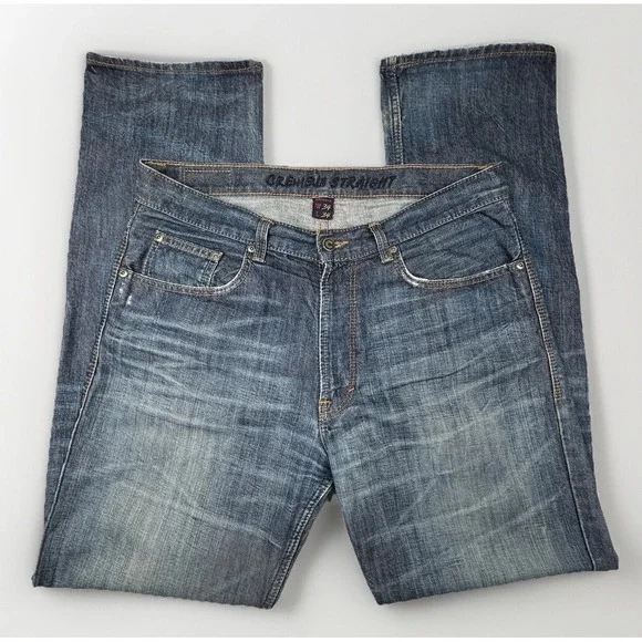 Cremieux Premium Straight Men's 34X 34 Blue Jeans Whiskers Cotton Denim Street - Picture 1 of 10